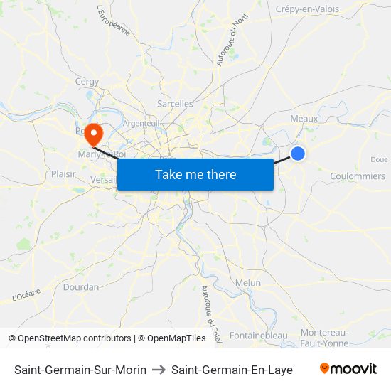 Saint-Germain-Sur-Morin to Saint-Germain-En-Laye map