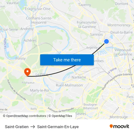 Saint-Gratien to Saint-Germain-En-Laye map