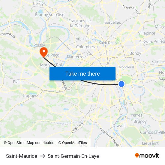 Saint-Maurice to Saint-Germain-En-Laye map