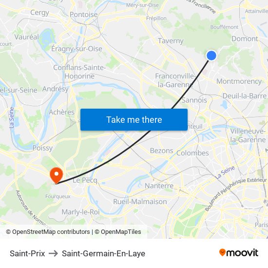 Saint-Prix to Saint-Germain-En-Laye map