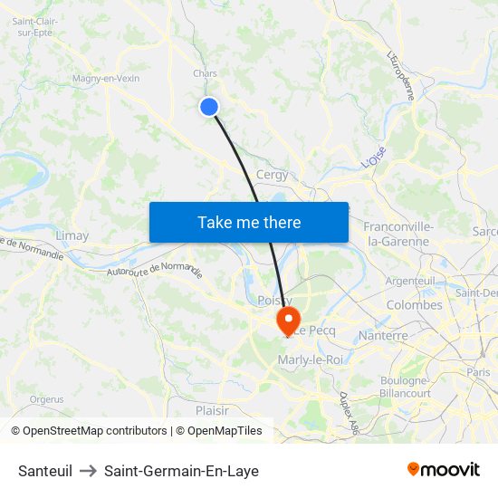 Santeuil to Saint-Germain-En-Laye map