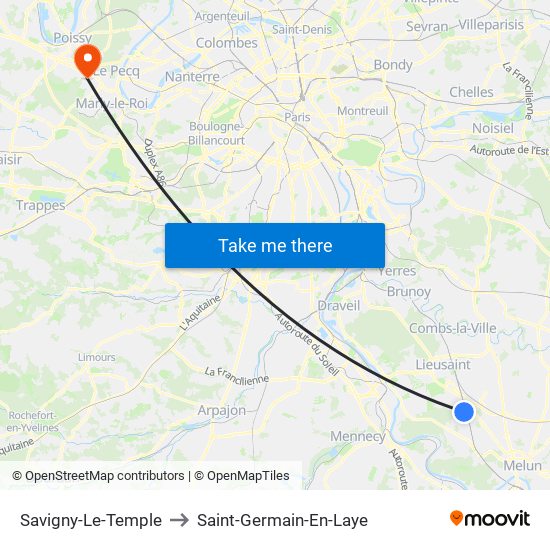 Savigny-Le-Temple to Saint-Germain-En-Laye map