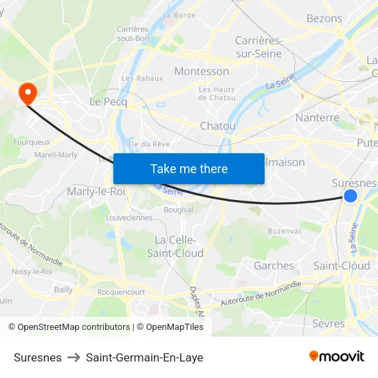 Suresnes to Saint-Germain-En-Laye map