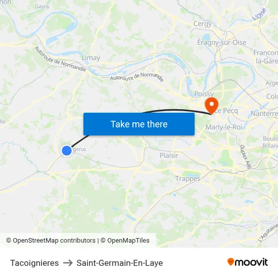 Tacoignieres to Saint-Germain-En-Laye map