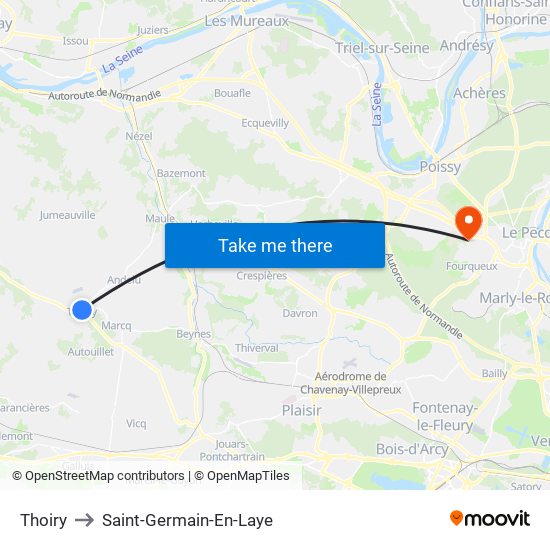 Thoiry to Saint-Germain-En-Laye map