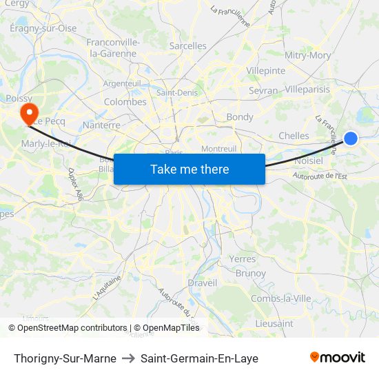 Thorigny-Sur-Marne to Saint-Germain-En-Laye map