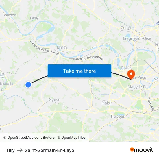 Tilly to Saint-Germain-En-Laye map