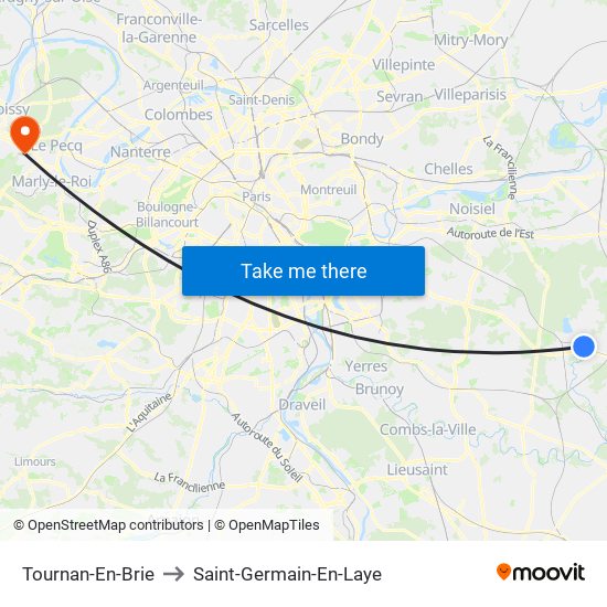 Tournan-En-Brie to Saint-Germain-En-Laye map