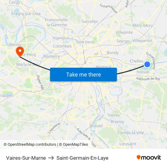 Vaires-Sur-Marne to Saint-Germain-En-Laye map
