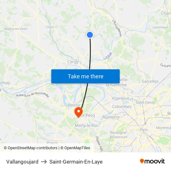 Vallangoujard to Saint-Germain-En-Laye map