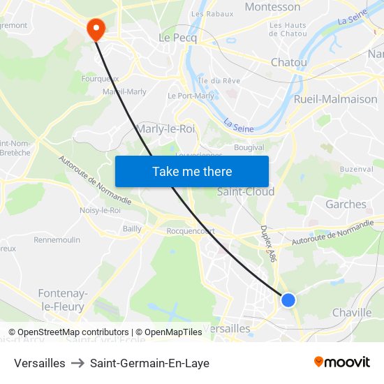 Versailles to Saint-Germain-En-Laye map