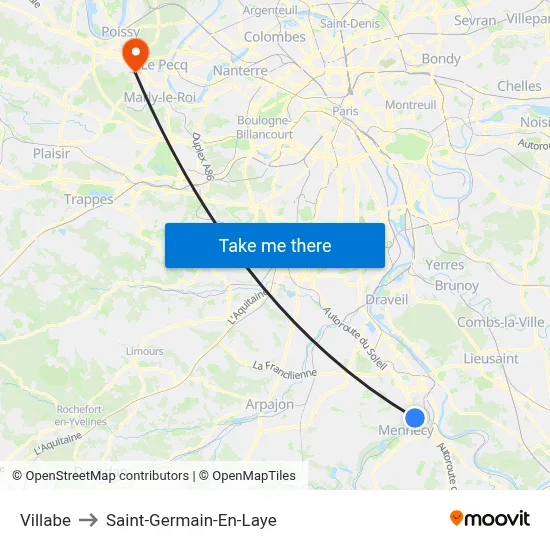 Villabe to Saint-Germain-En-Laye map
