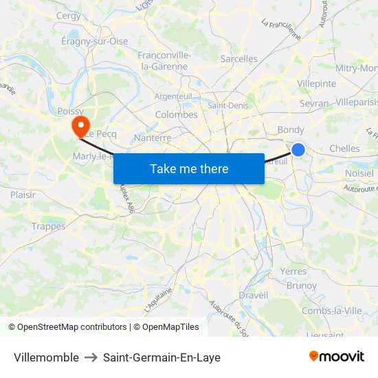 Villemomble to Saint-Germain-En-Laye map