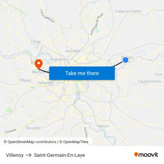 Villenoy to Saint-Germain-En-Laye map