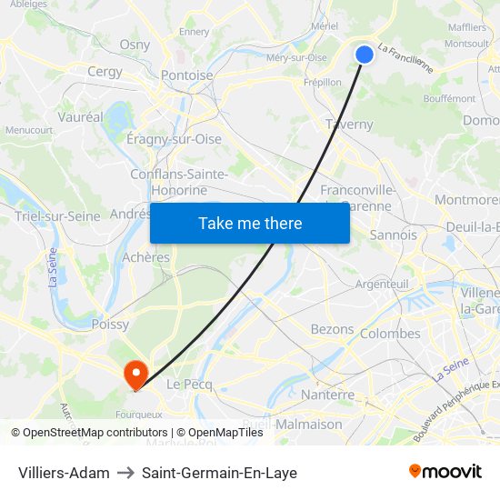 Villiers-Adam to Saint-Germain-En-Laye map