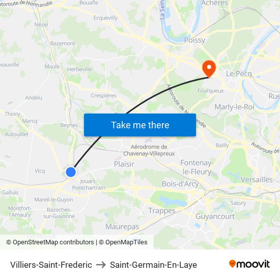 Villiers-Saint-Frederic to Saint-Germain-En-Laye map