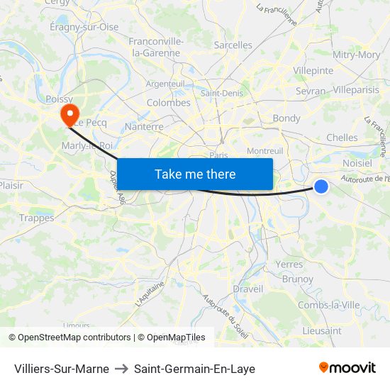 Villiers-Sur-Marne to Saint-Germain-En-Laye map