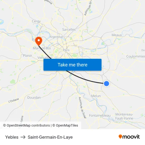 Yebles to Saint-Germain-En-Laye map