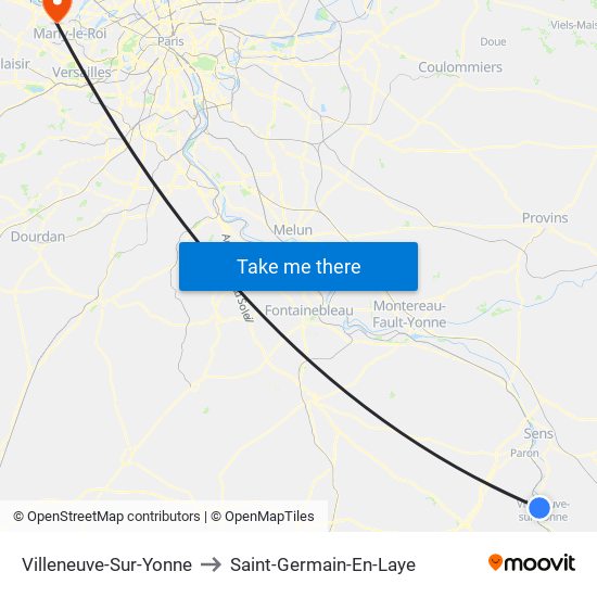 Villeneuve-Sur-Yonne to Saint-Germain-En-Laye map