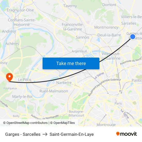 Garges - Sarcelles to Saint-Germain-En-Laye map