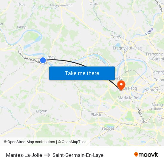 Mantes-La-Jolie to Saint-Germain-En-Laye map