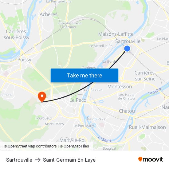 Sartrouville to Saint-Germain-En-Laye map