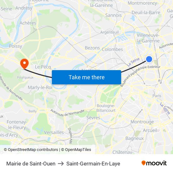 Mairie de Saint-Ouen to Saint-Germain-En-Laye map