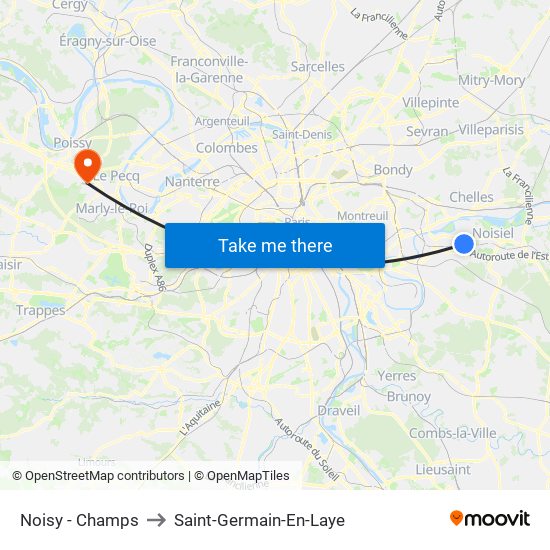 Noisy - Champs to Saint-Germain-En-Laye map