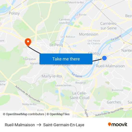 Rueil-Malmaison to Saint-Germain-En-Laye map