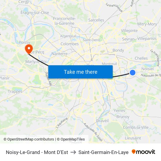 Noisy-Le-Grand - Mont D'Est to Saint-Germain-En-Laye map