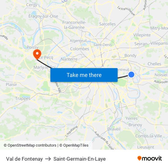 Val de Fontenay to Saint-Germain-En-Laye map