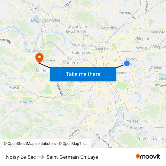 Noisy-Le-Sec to Saint-Germain-En-Laye map