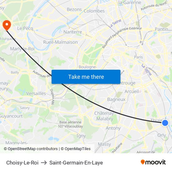 Choisy-Le-Roi to Saint-Germain-En-Laye map