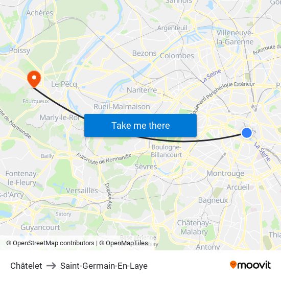 Châtelet to Saint-Germain-En-Laye map