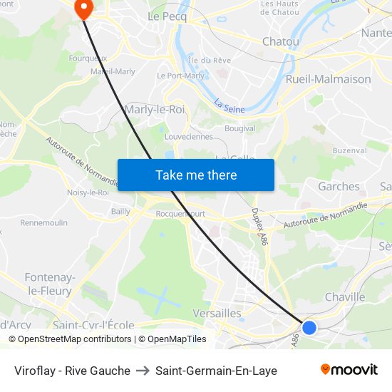 Viroflay - Rive Gauche to Saint-Germain-En-Laye map