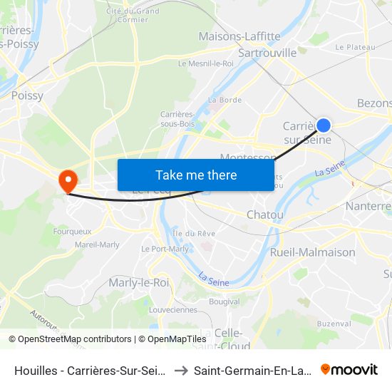 Houilles - Carrières-Sur-Seine to Saint-Germain-En-Laye map