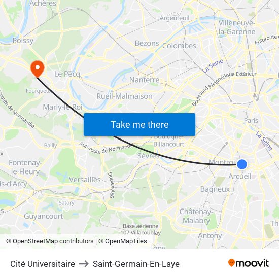Cité Universitaire to Saint-Germain-En-Laye map