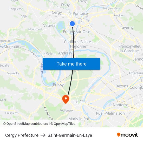 Cergy Préfecture to Saint-Germain-En-Laye map