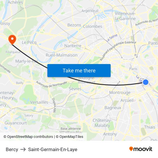 Bercy to Saint-Germain-En-Laye map