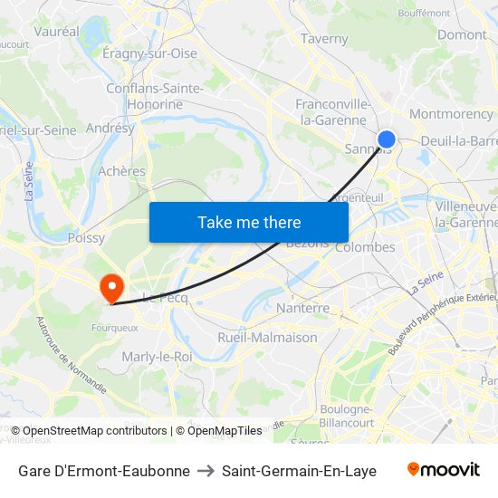 Gare D'Ermont-Eaubonne to Saint-Germain-En-Laye map