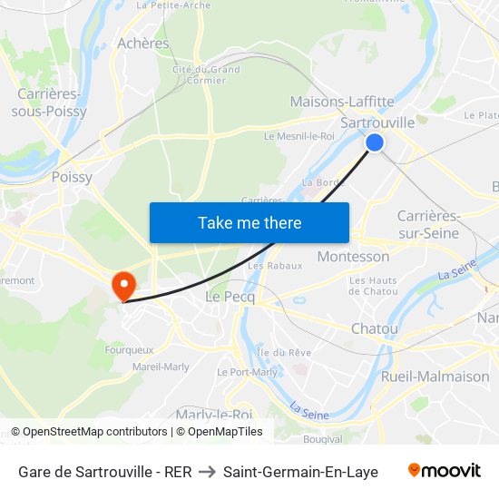 Gare de Sartrouville - RER to Saint-Germain-En-Laye map