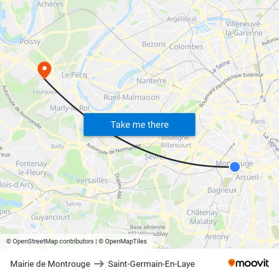 Mairie de Montrouge to Saint-Germain-En-Laye map