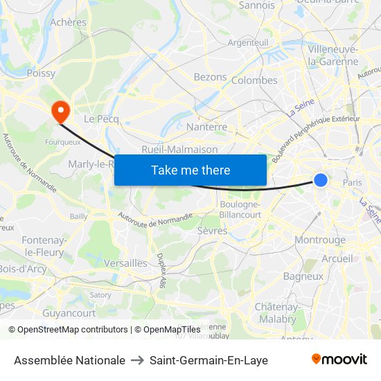 Assemblée Nationale to Saint-Germain-En-Laye map