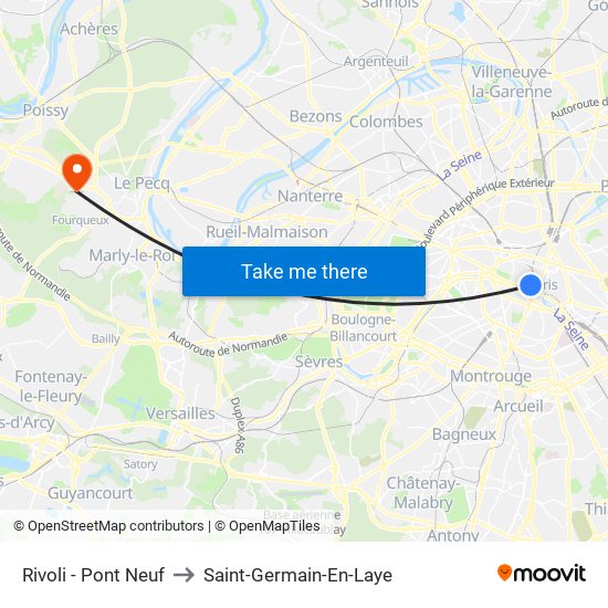 Rivoli - Pont Neuf to Saint-Germain-En-Laye map