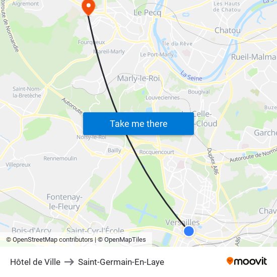 Hôtel de Ville to Saint-Germain-En-Laye map