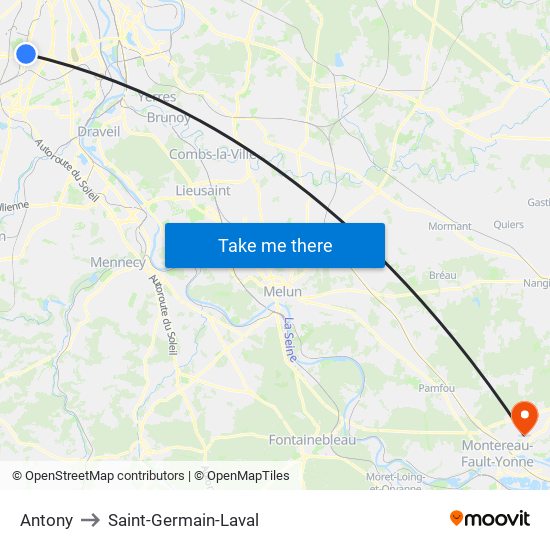 Antony to Saint-Germain-Laval map
