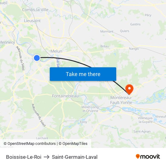 Boissise-Le-Roi to Saint-Germain-Laval map