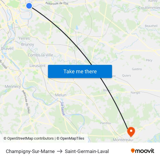 Champigny-Sur-Marne to Saint-Germain-Laval map