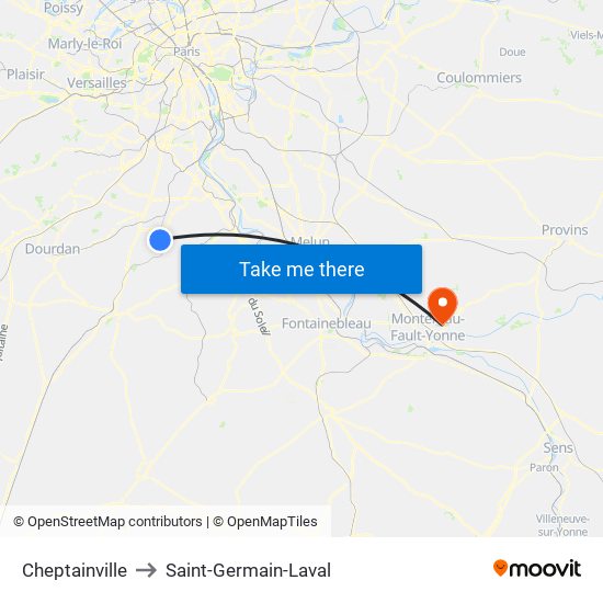 Cheptainville to Saint-Germain-Laval map