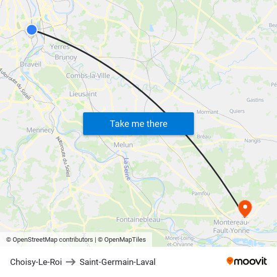 Choisy-Le-Roi to Saint-Germain-Laval map